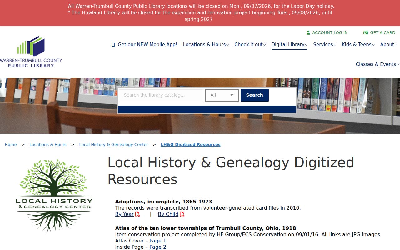 Liberty Township city directory digitized local history resources page