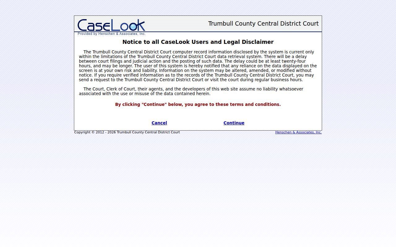 Liberty Township resident lookup Central District Court CaseLook search screen