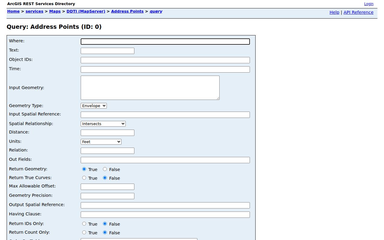 Liberty Township ZIP directory county DDTI address-point query screen
